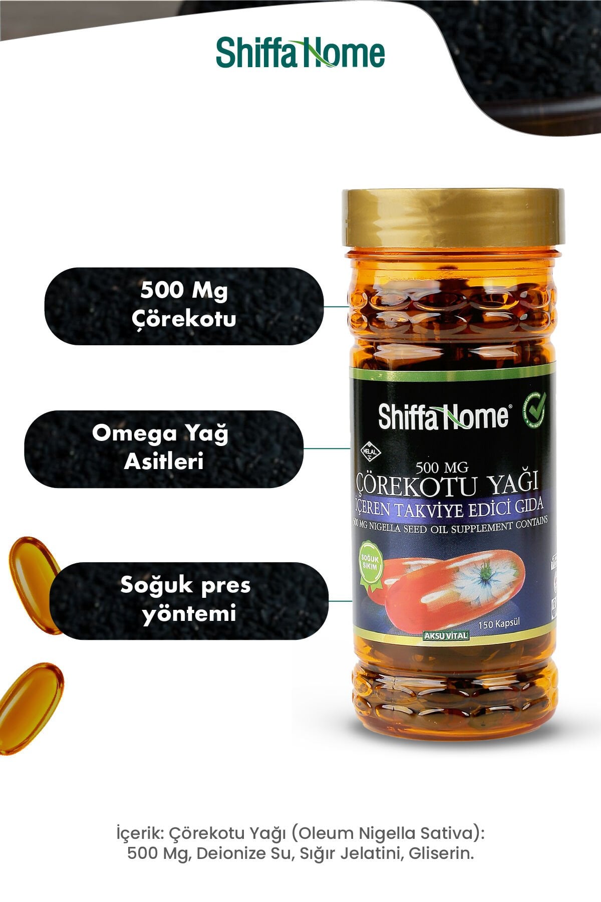 Çörekotu Yağı 500 mg 150 Softjel