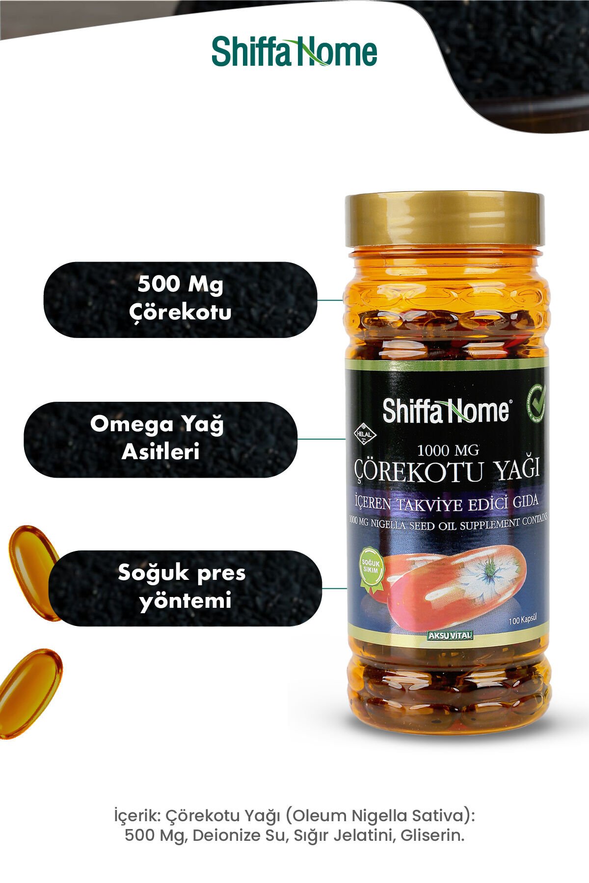Çörekotu Yağı 1000 mg 100 Softjel