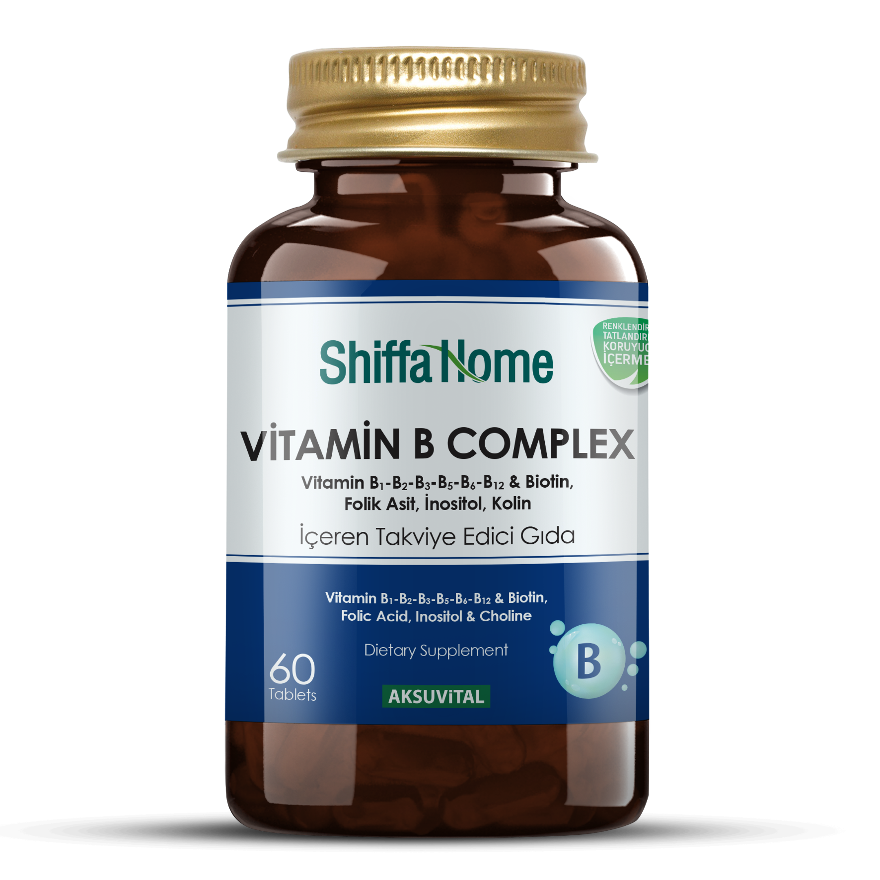 Vitamin B Complex 60 Tablet - B Vitamini, Biotin, Folik Asit, İnositol, Kolin