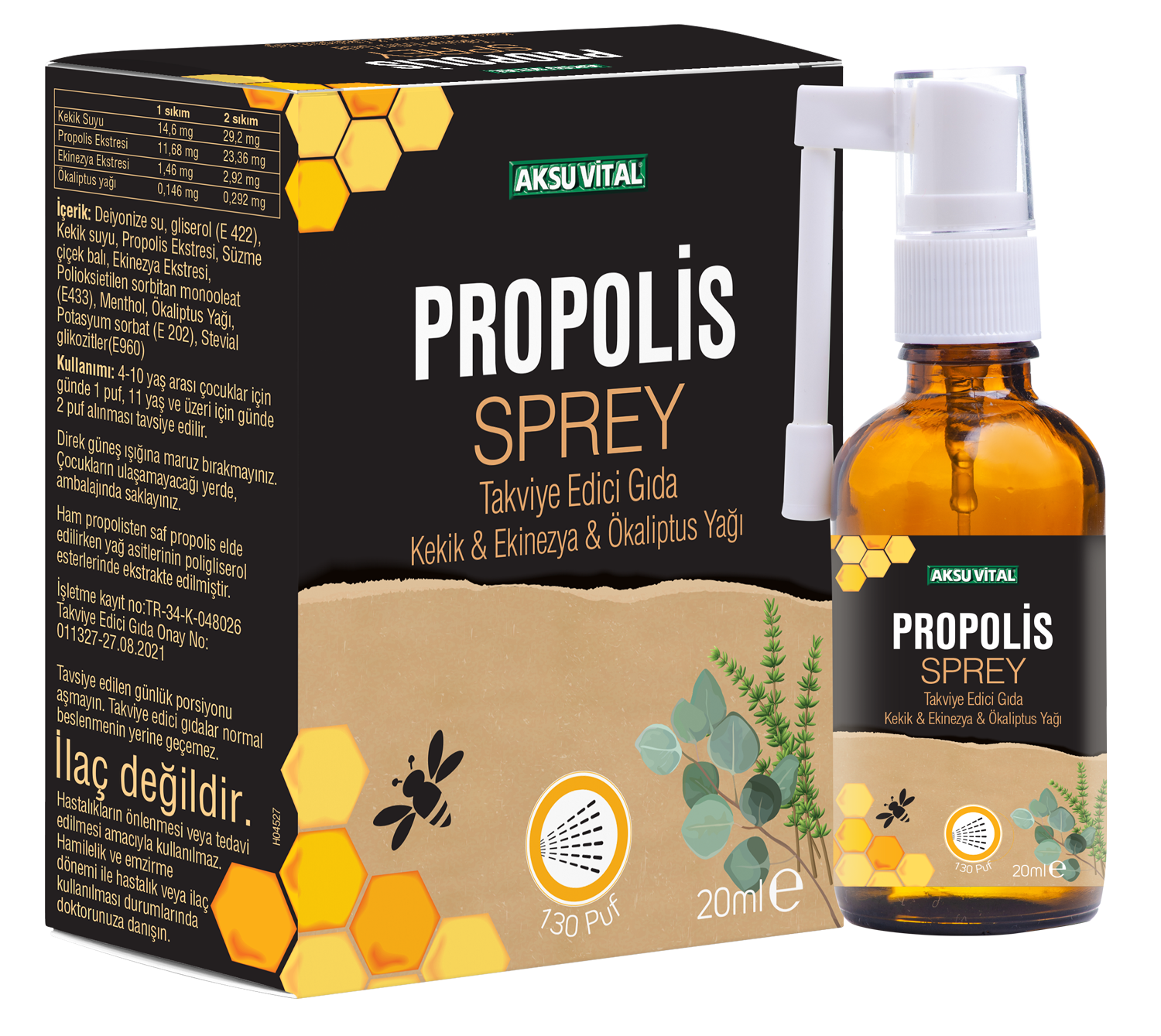 Propolisli Boğaz Spreyi 20ml Kekik Ekinezya Okaliptus İlaveli