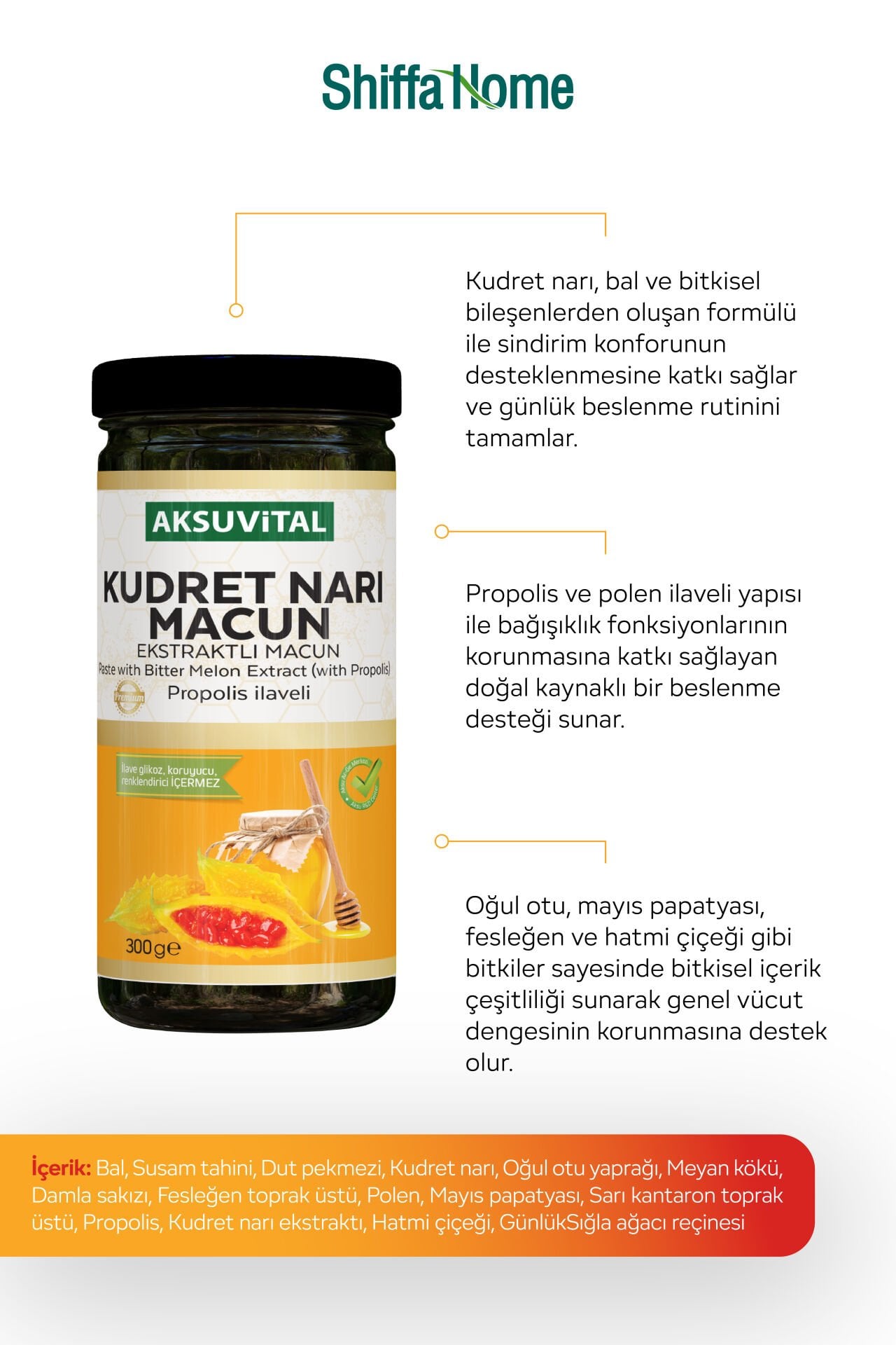Kudret Narı Ekstraktlı Macun Propolis İlaveli 300 gr