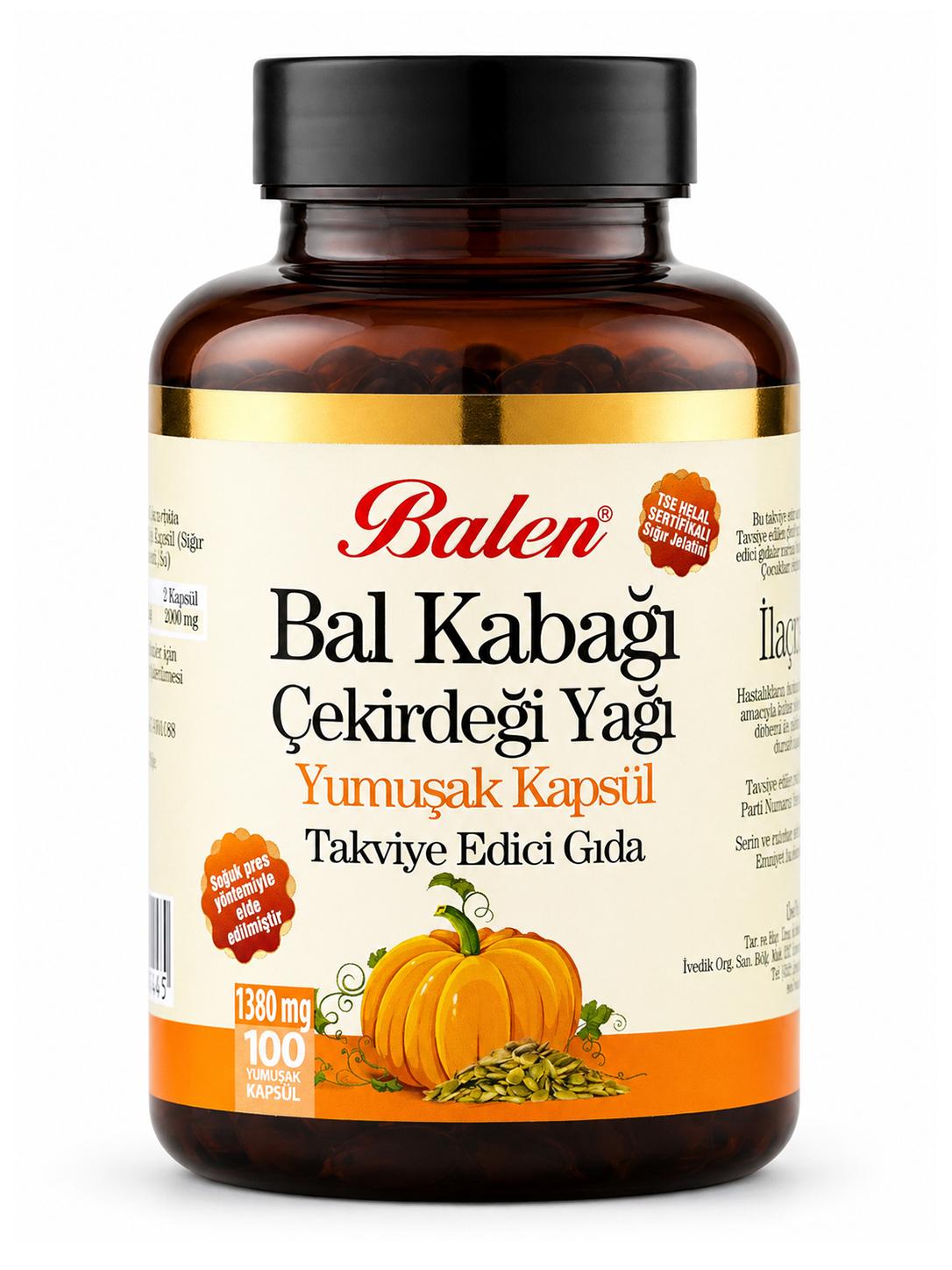 Bal Kabağı Çekirdeği Yağı 1380 mg 100 Yumuşak Kapsül