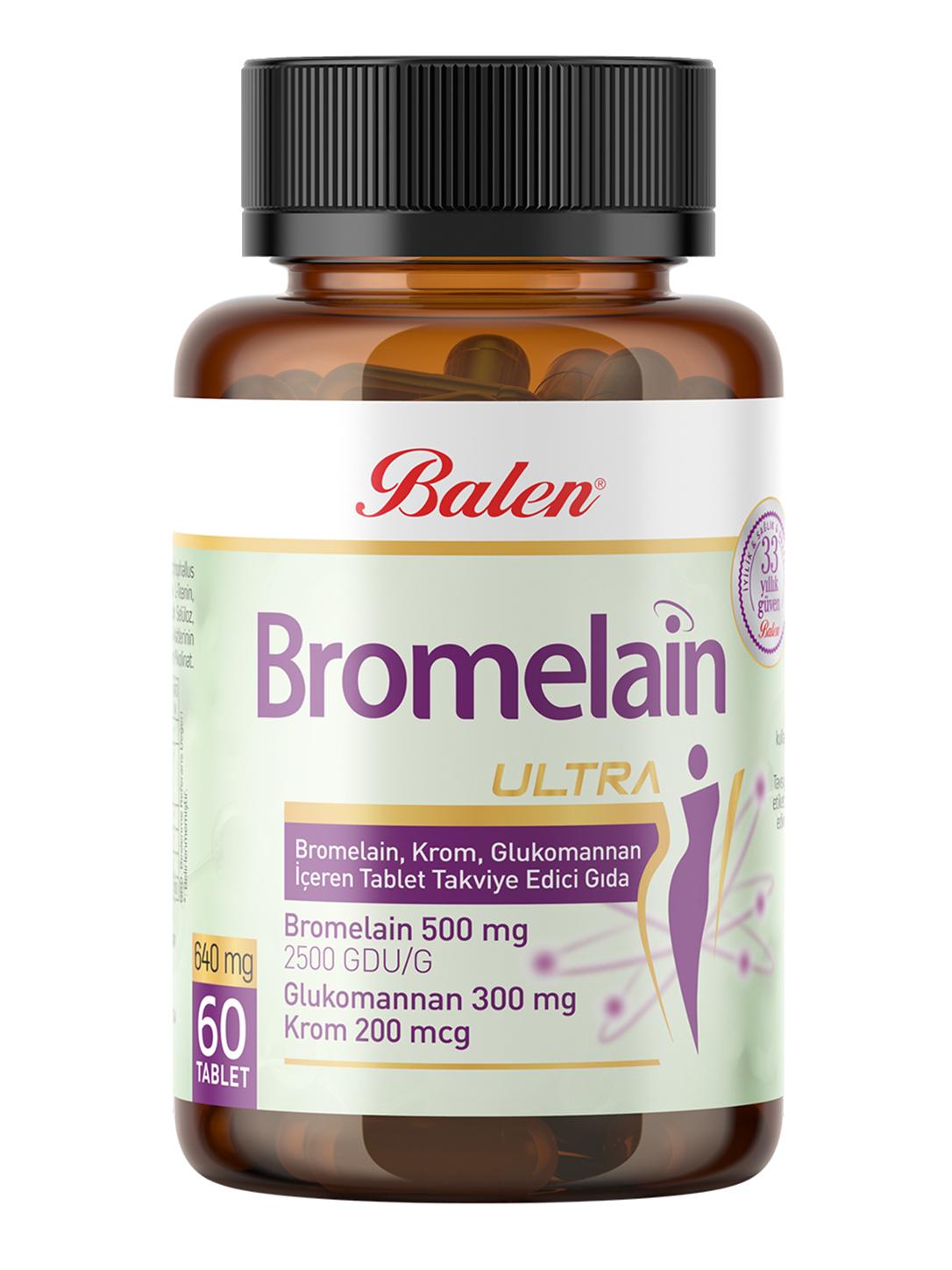 Ultra Bromelain, Krom, Glukomannan 640 mg 60 Tablet