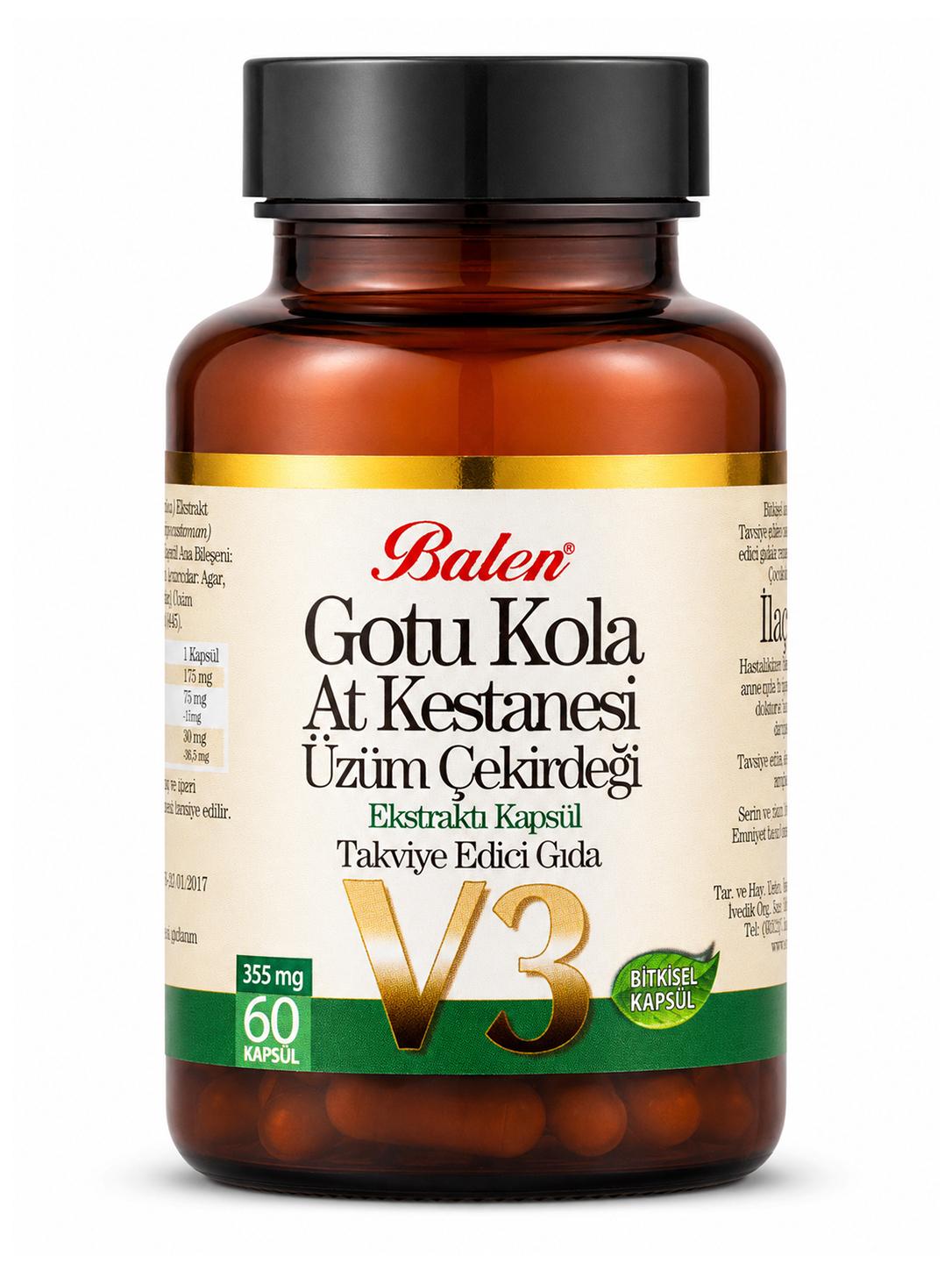 Gotu Kola & At Kestanesi & Üzüm Çekirdeği Ekstraktı 355 mg 60 Kapsül