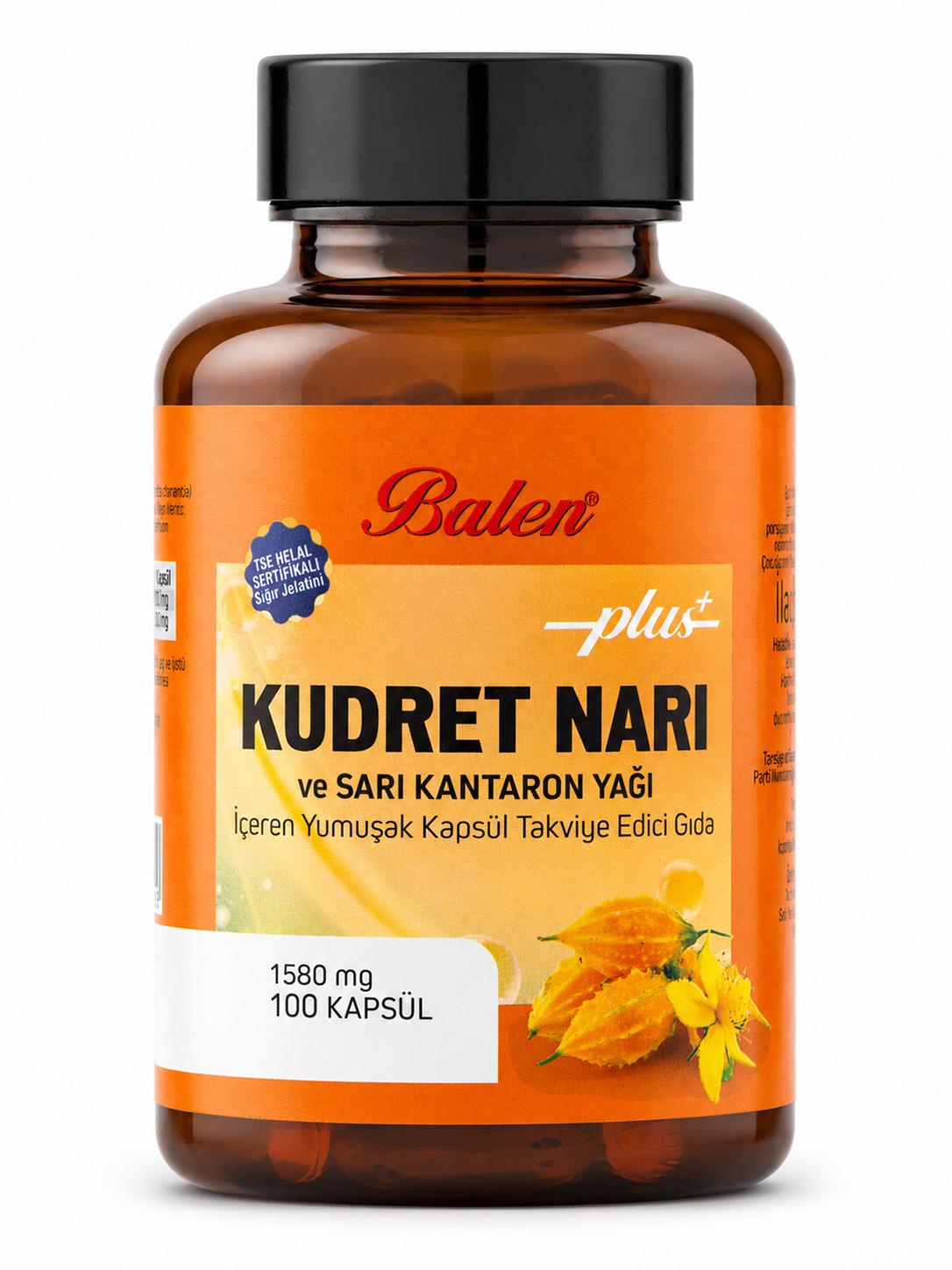 Kudret Narı ve Sarı Kantaron Yağı İçeren 1580 mg 100 Yumuşak Kapsül