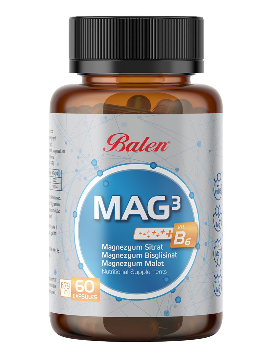 Mag 3 Magnezyum Sitrat & Bisglisinat & Malat 679 mg 60 Kapsül