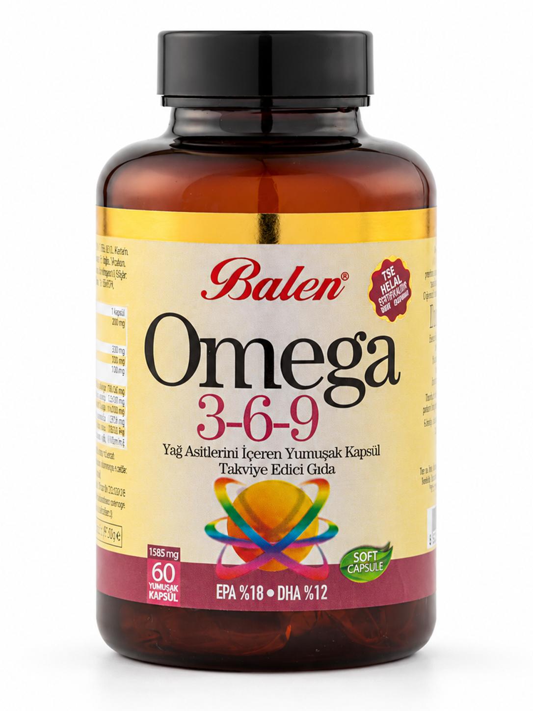 Omega 3-6-9 Yağ Asitlerini İçeren 1585 mg 60 Yumuşak Kapsül