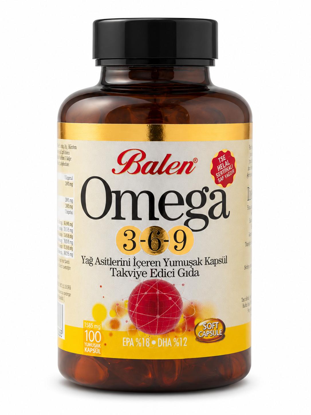 Omega 3-6-9 Yağ Asitlerini İçeren 1585 mg 100 Yumuşak Kapsül