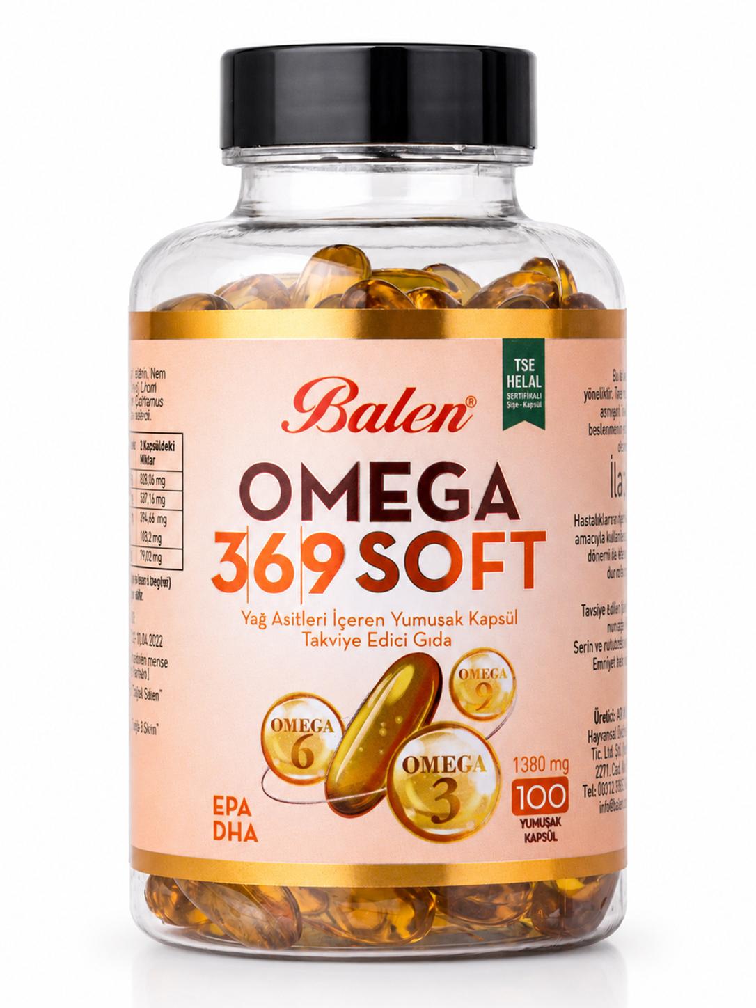 Omega 3-6-9 Soft Yağ Asitleri İçeren 1380 mg 100 Yumuşak Kapsül