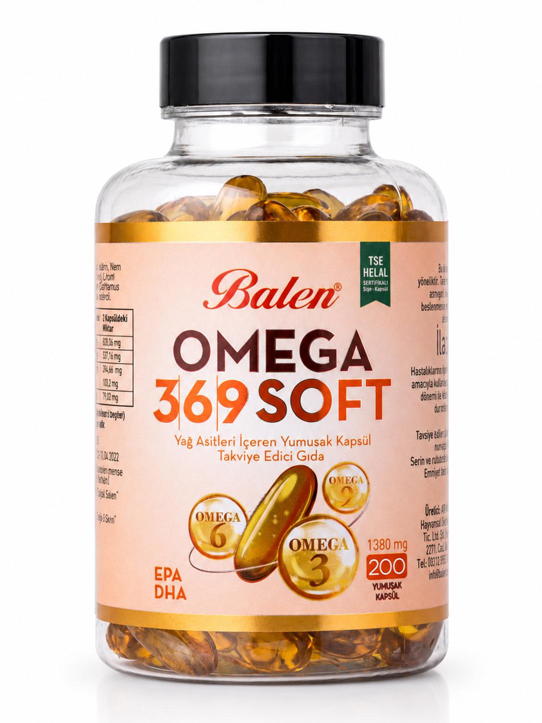 Omega 3-6-9 Soft Yağ Asitleri İçeren 1380 mg 200 Yumuşak Kapsül