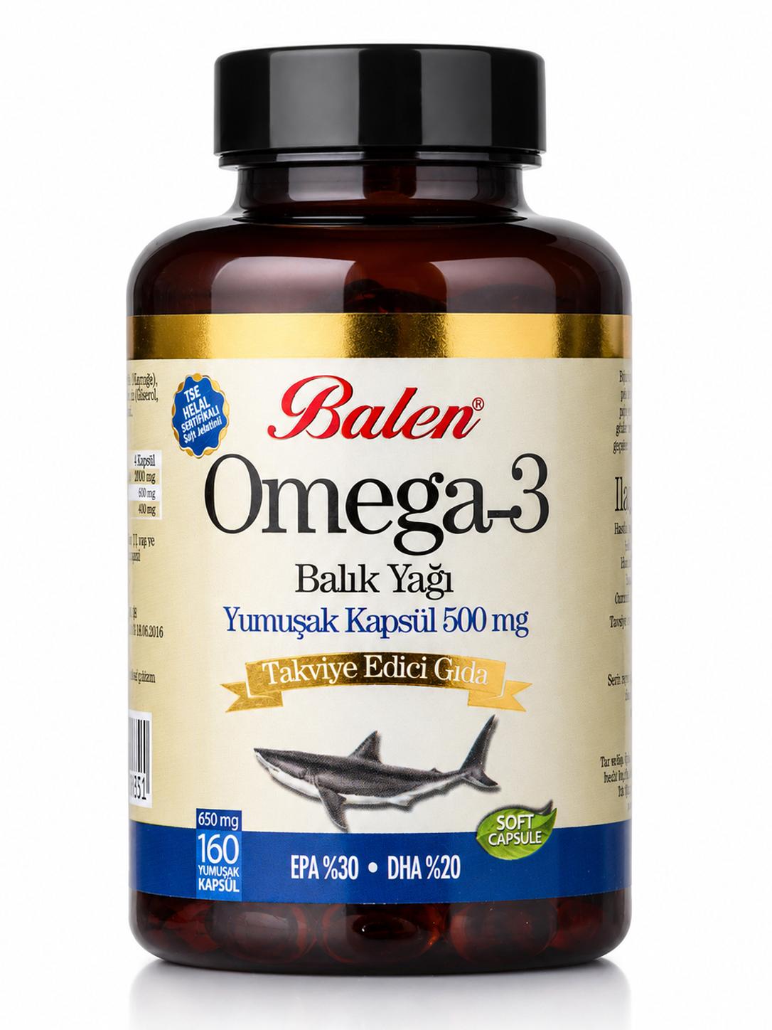 Omega 3 Balık Yağı 650 mg 160 Yumuşak Kapsül