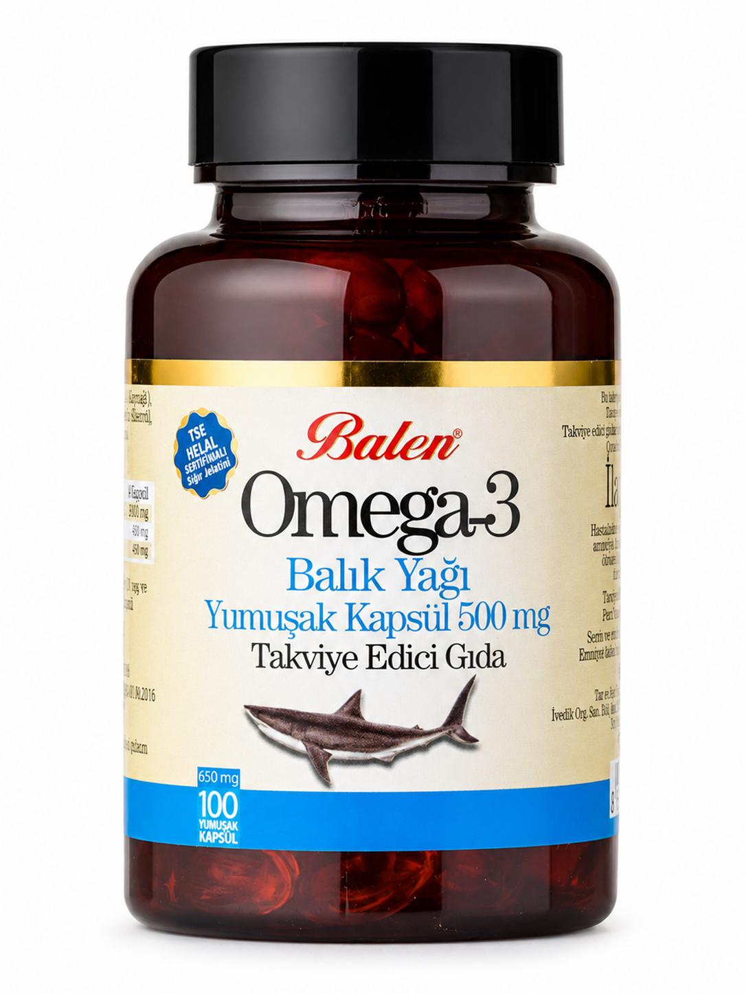 Omega 3 Balık Yağı 650 mg 100 Yumuşak Kapsül