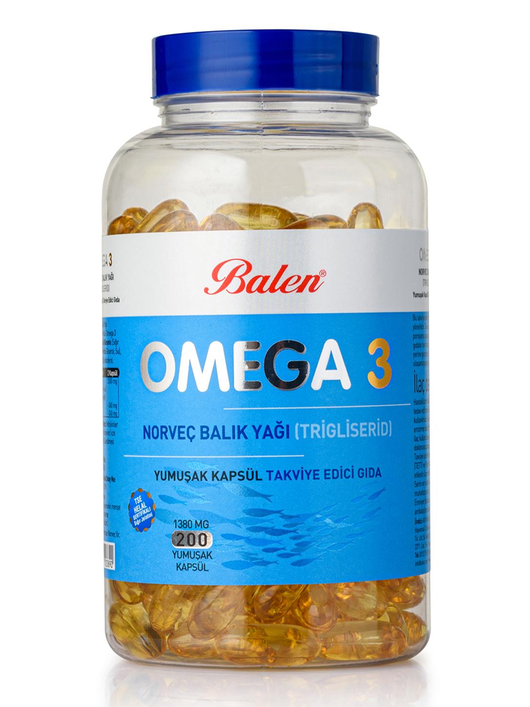 Omega 3 Norveç Balık Yağı (Trigliserid) 1380 mg 200 Yumuşak Kapsül