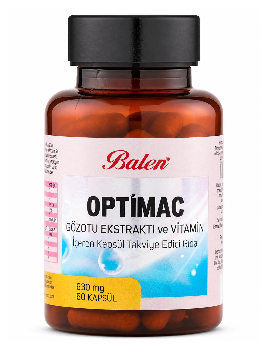 Optimac Gözotu Ekstraktı ve Vitamin İçeren 630 mg 60 Kapsül