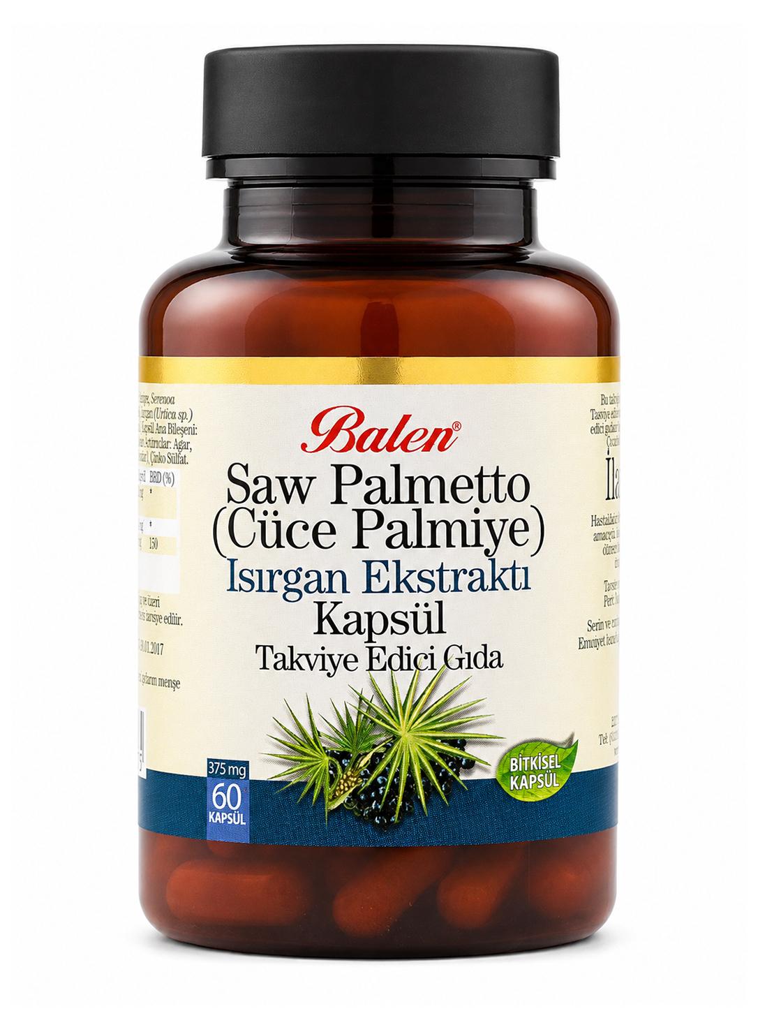 Saw Palmetto (Cüce Palmiye) Isırgan Ekstraktı 375 mg 60 Kapsül